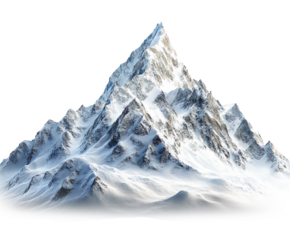 Snowy mountain peaks isolated on white background. PNG transparent.