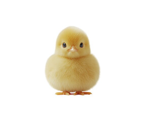 Obraz premium Fluffy baby chick sitting isolated on white background. PNG transparent.