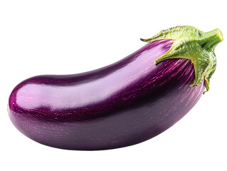 Glossy purple eggplant isolated on white background.. PNG transparent.