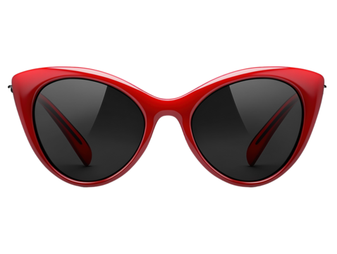 Red cat-eye sunglasses isolated on white background.. PNG transparent.