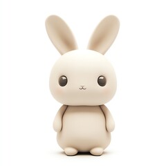 Fototapeta premium A cute, cartoon-style rabbit figure with big eyes and a soft, rounded body, perfect for children's decorations or illustrations.