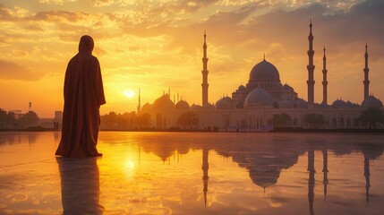 A solitary figure in traditional Islamic