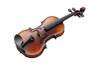 Fototapeta premium Wooden violin with bow isolated on white background.. PNG transparent.