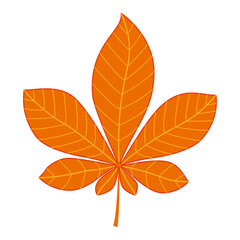 Autumn chestnut leaf. Hand drawn trendy flat style isolated. autumn leaf, golden season. Vector illustration