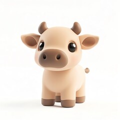 Fototapeta premium Cute cartoon cow character with big eyes and small horns, perfect for children's illustrations and farm-themed designs.