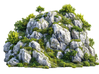 Green mountain peak isolated on white background.. PNG transparent.