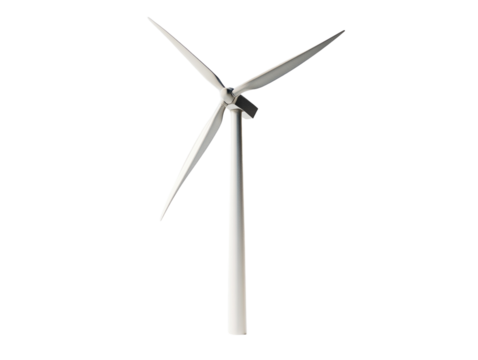 Wind turbine isolated on white background.. PNG transparent.