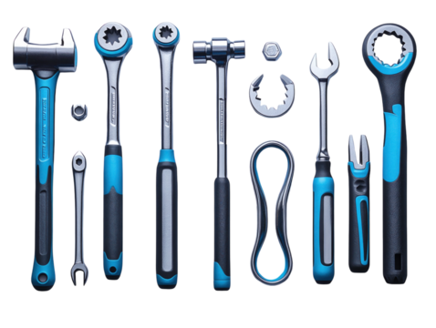 Set of basic hand tools isolated on white background.. PNG transparent.