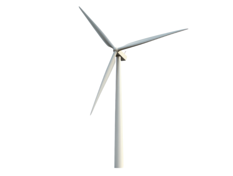 Wind turbine isolated on white background.. PNG transparent.