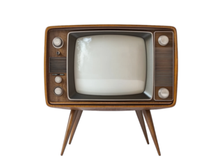 Vintage television set isolated on white background. PNG transparent.