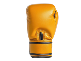 Yellow boxing glove isolated on white background. PNG transparent.