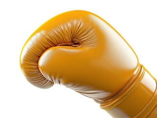 Yellow boxing glove isolated on white background. PNG transparent.