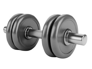 Pair of gray dumbbells isolated on white background. PNG transparent.