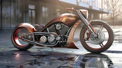 Foto auf Acrylglas Motorrad Custom motorcycle with exposed engine and copper accents.  © tracer
