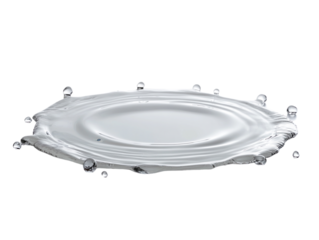 Realistic water puddle isolated on white background. PNG transparent.