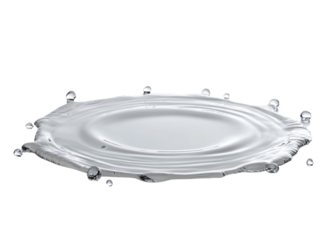 Realistic water puddle isolated on white background. PNG transparent.