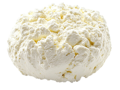 Fresh ricotta cheese isolated on white background. PNG transparent.