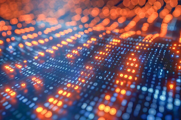 Fototapeta premium Digital data flowing through cyberspace in the form of a futuristic grid