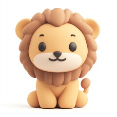Obraz premium Cute cartoon lion character with a friendly expression, perfect for children's designs and playful illustrations.