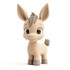 A cute cartoon donkey character with big eyes and a friendly smile, perfect for children's media and playful designs.