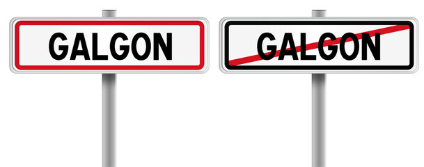 Panneau de GALGON à l'Entrée et à la Sortie - Fond Transparent ou Blanc Disponible