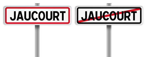 Panneau de JAUCOURT à l'Entrée et à la Sortie - Fond Transparent ou Blanc Disponible