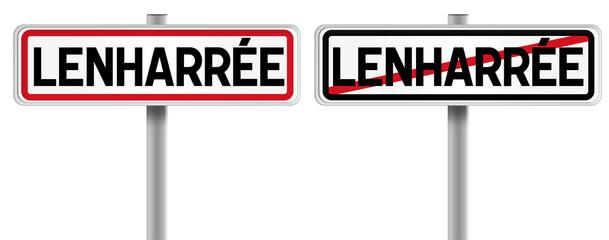 Panneau de LENHARRÉE à l'Entrée et à la Sortie - Fond Transparent ou Blanc Disponible