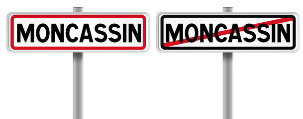 Panneau de MONCASSIN à l'Entrée et à la Sortie - Fond Transparent ou Blanc Disponible