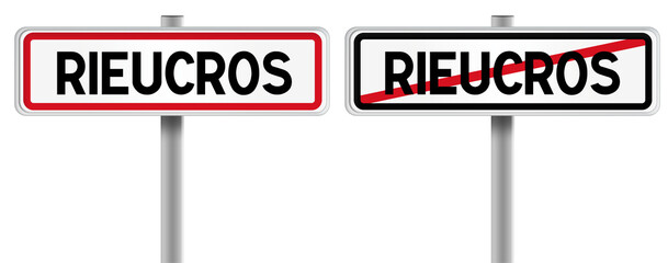 Panneau de RIEUCROS à l'Entrée et à la Sortie - Fond Transparent ou Blanc Disponible