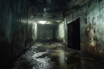 Fototapeta premium Water Damage and Mold in an Unused Underground Building