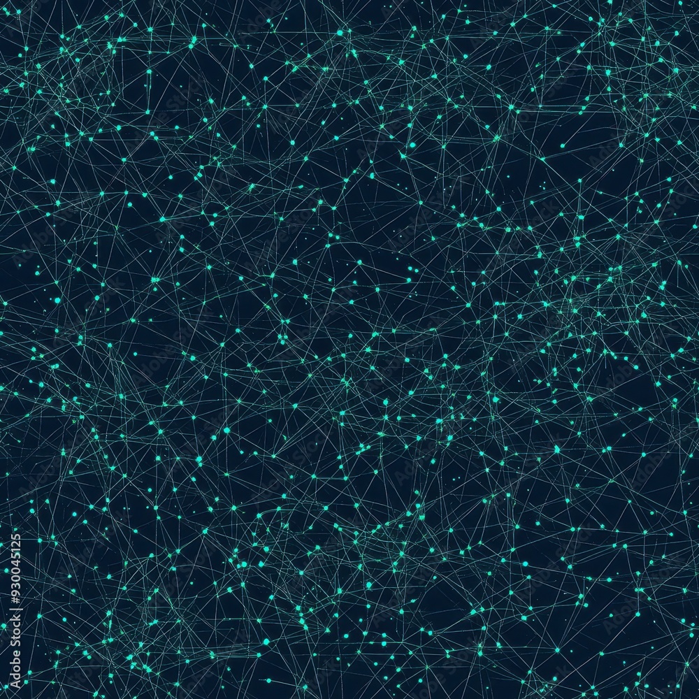 Wall mural seamless pattern, abstract network background with glowing nodes and connecting lines, ideal for tec