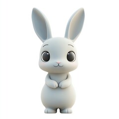 Obraz premium A cute cartoon rabbit with big eyes, perfect for children's designs, illustrations, and playful themes.