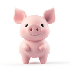 Fototapeta premium Cute cartoon pig figure, playful and adorable, ideal for children's themes, farm illustrations, or playful merchandise.