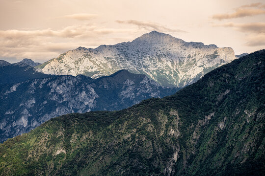Lake Como, Italy - August 29, 2023: The mountains at Lake Como
