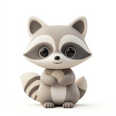 Naklejka premium Cute cartoon raccoon character with big eyes, smiling cheerfully, perfect for children's art and playful designs.
