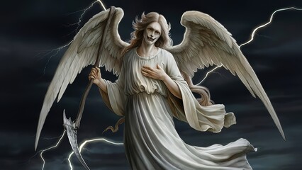 Naklejka premium angel of death illustration. made with generative Ai 
