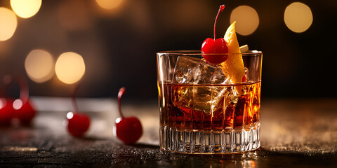 Whiskey Old Fashioned with Cherry

