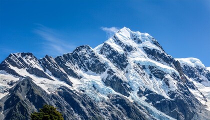 Obraz premium Sunny Spring Day at New Zealand's Mount Cook: A Breathtaking Scene