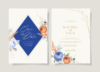 Elegance wedding invitation card with beautiful floral