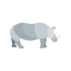 A grey rhinoceros with a single horn.