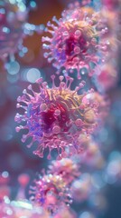 Immune diagnosis, closeup, holographic immune function, advanced medical tools