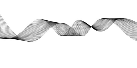 Elegant abstract wave, line art, sound wave seamless patter ribbon on white background vector.