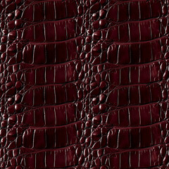 Seamless pattern of dark brown crocodile leather texture.
