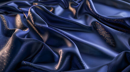 Obraz premium Blue Elegant Silk Fabric Iridescent Texture Background for Packaging, Banners, Decor, Wrap, Fashion, Accessories, Web, and Social. Satin Luxury Cloth Wavy Folds Pattern.