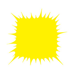 ギザギザの四角形の黄色い吹き出し - 驚きや爆発などを表現するコミック調のフレーム素材