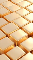 A gold colored image of a wall of gold cubes
