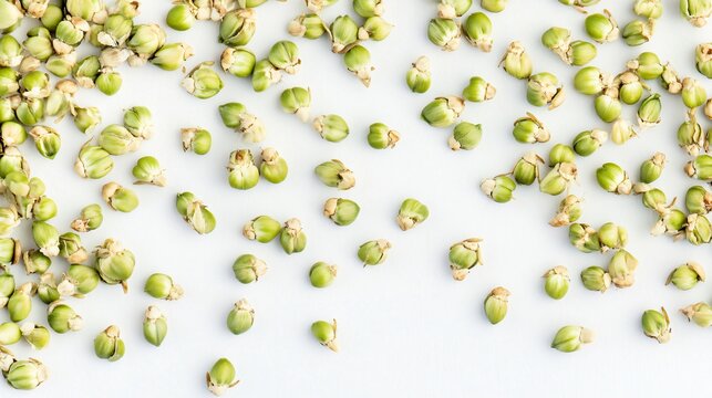 Fresh Sprouted Green Buckwheat on White Background for Healthy Nutrition Concept