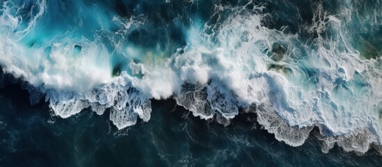 Aerial View of Crashing Waves