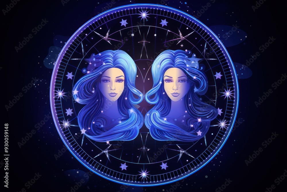 Sticker gemini astrology glowing adult.