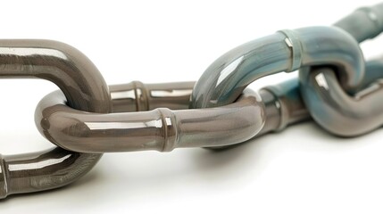 Obraz premium Close-up of interconnected metal chains showcasing a blend of colors and textures, symbolizing strength and connectivity.